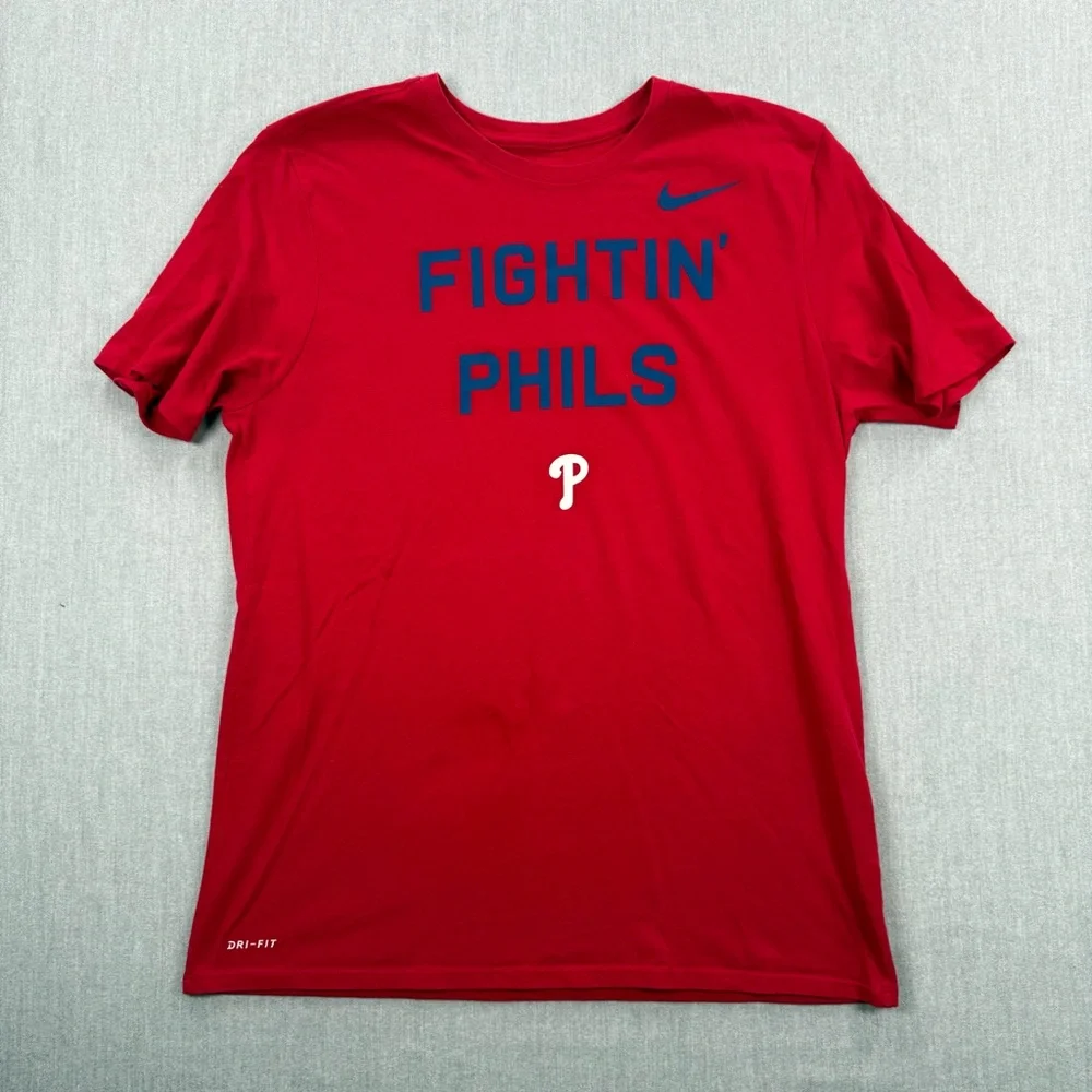 Nike Men’s Red 'Fightin' Phils' Short-Sleeve‎ Tee with Blue Lettering